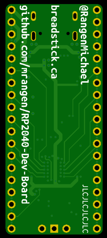 22008 RP2040 Dev Board Rev 4 Rev 4 back bare PCB render — not assembled PCBA
