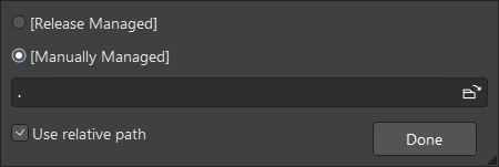 Choose Manually Managed and Use relative path. Replace the displayed dot with .\DIYIPCB_Outputs.