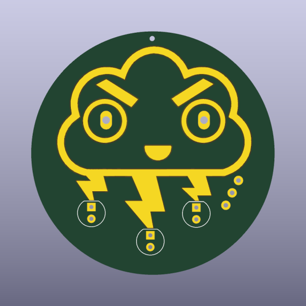 Angry Storm Cloud LED Soldering Practice Bare PCB - top bare PCB view
