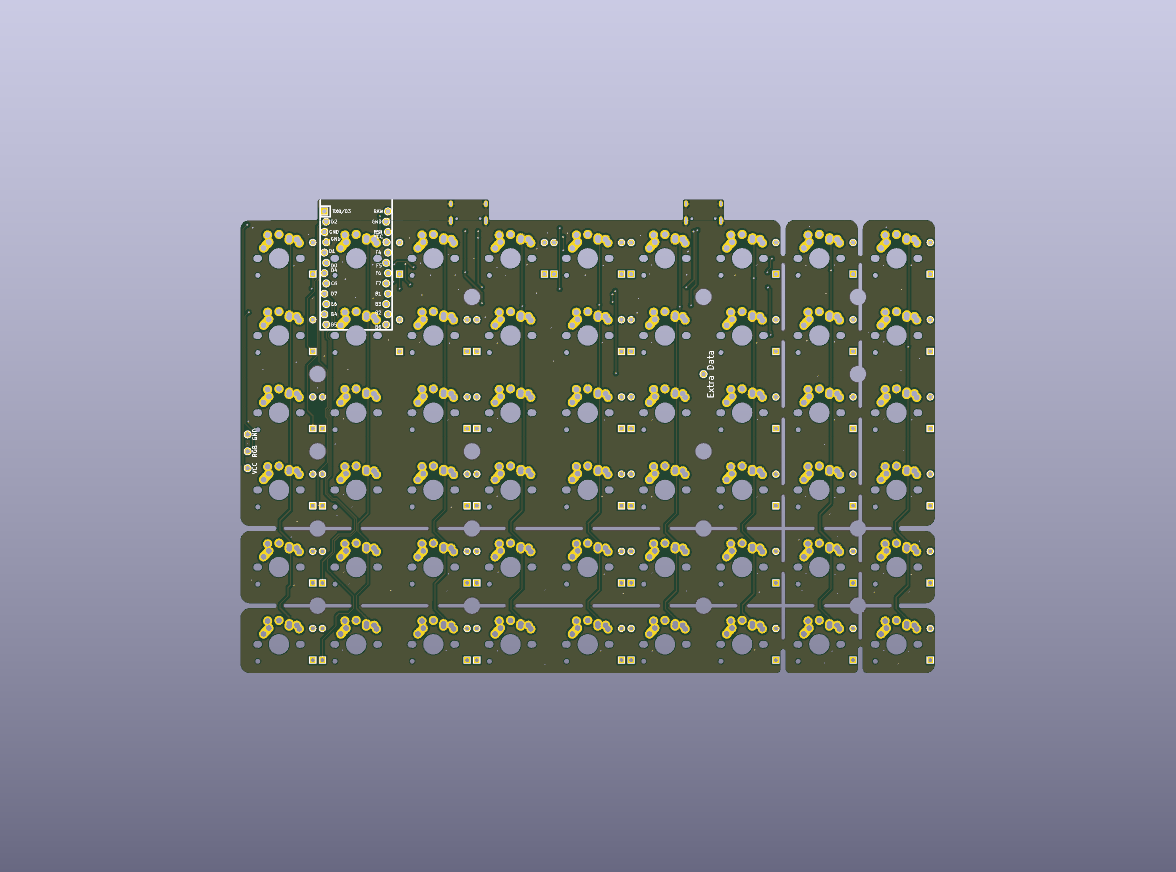 BFO-9000 Rev 1.5 Split-Tastatur-Leiterplatte – Einzelhälfte – Ansicht der Leiterplatte von oben