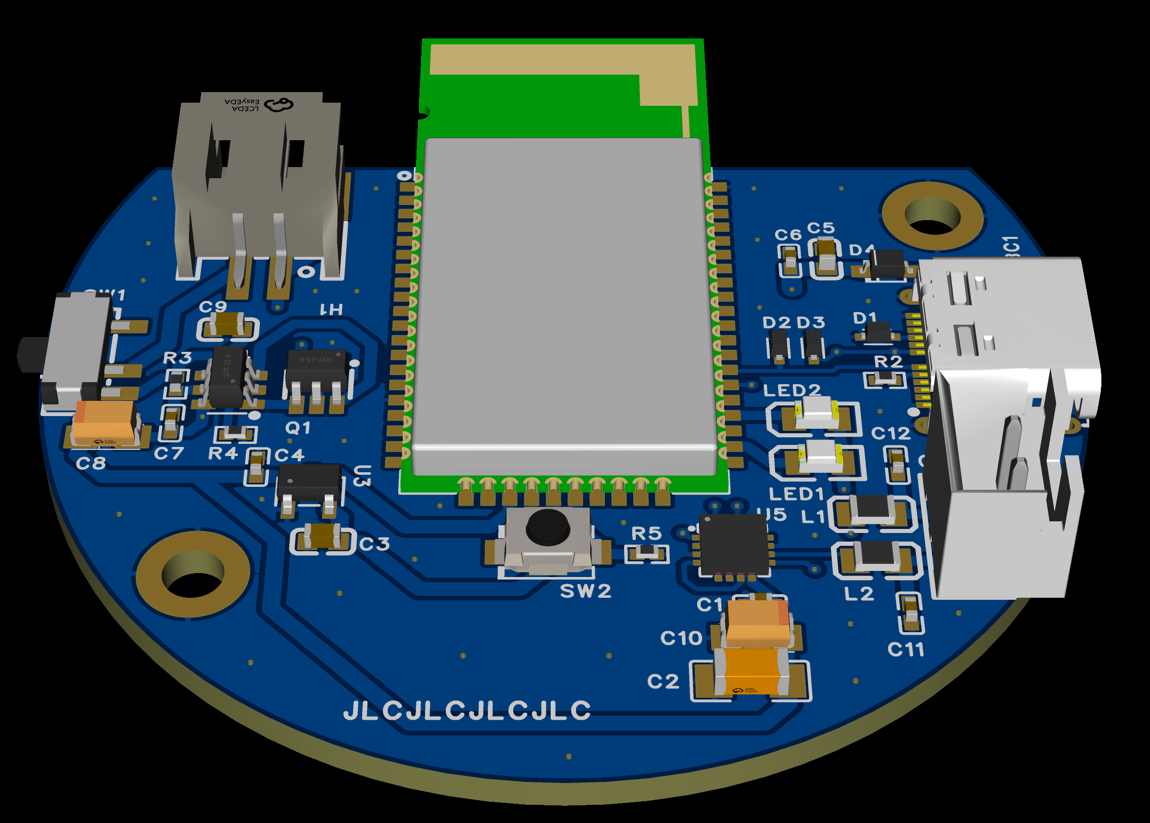 BM83 Bluetooth-Mikrofon- und Lautsprecher-Kit – Projektansicht der Rückseite – nur die Komponenten sind im Lieferumfang der Leiterplatte enthalten