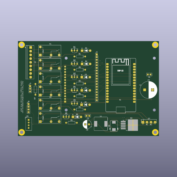 ESP32 Smart Thermostat Controller Bare PCB - top bare PCB view