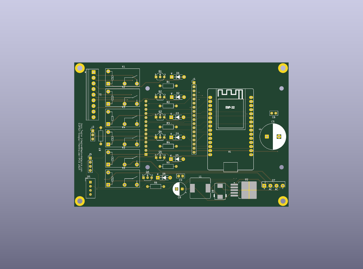 ESP32 Smart Thermostat Controller Bare PCB - top bare PCB view