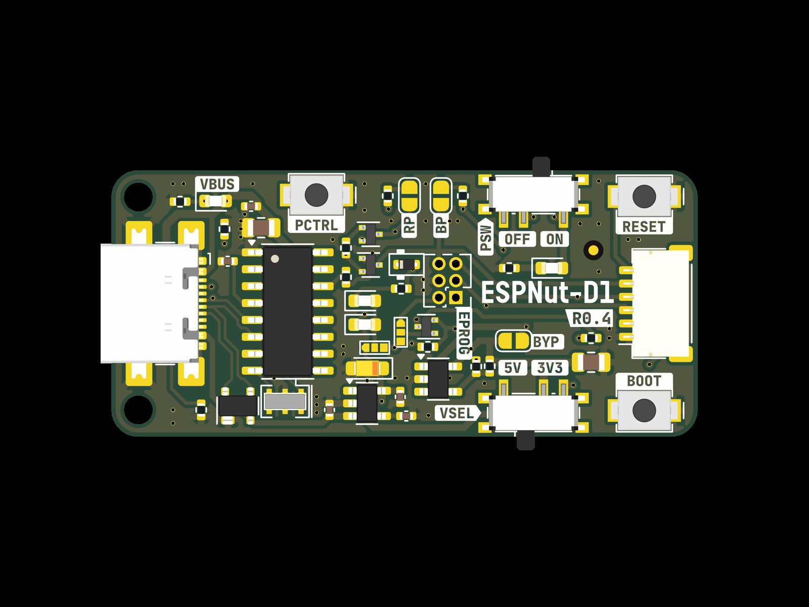 ESPNut-D1 R0.4 ESP32 ESP8266 USB-C Programmer Bare PCB — upstream reference