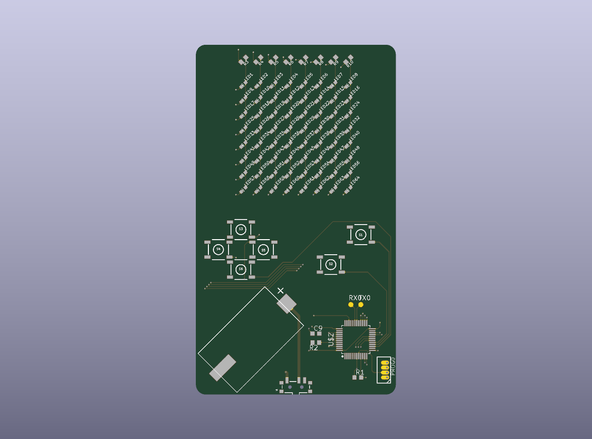 Gamify V3 LED-Matrix-Spielkarte – Ansicht der blanken Leiterplatte von oben