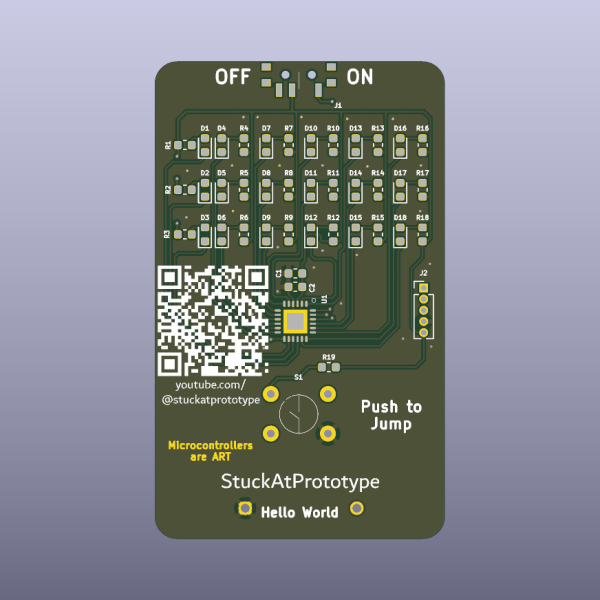 LED Game Business Card Bare PCB - StuckAtPrototype - top bare PCB view