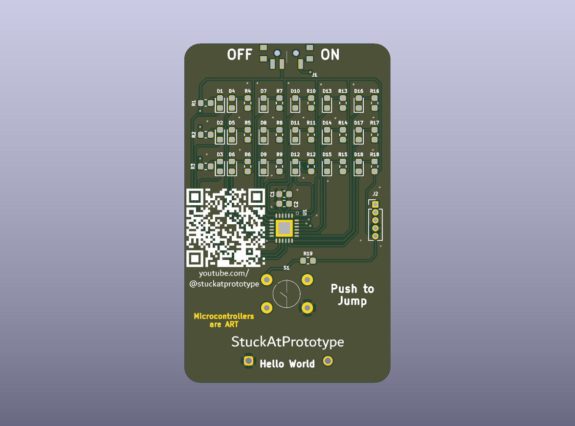 LED Game Business Card Bare PCB - StuckAtPrototype - top bare PCB view