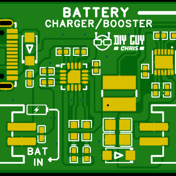 Renderbild der Vorderseite der unbestückten Leiterplatte des LiPo-Ladegeräts und des 5V-Boosters – nicht bestückte Leiterplatte