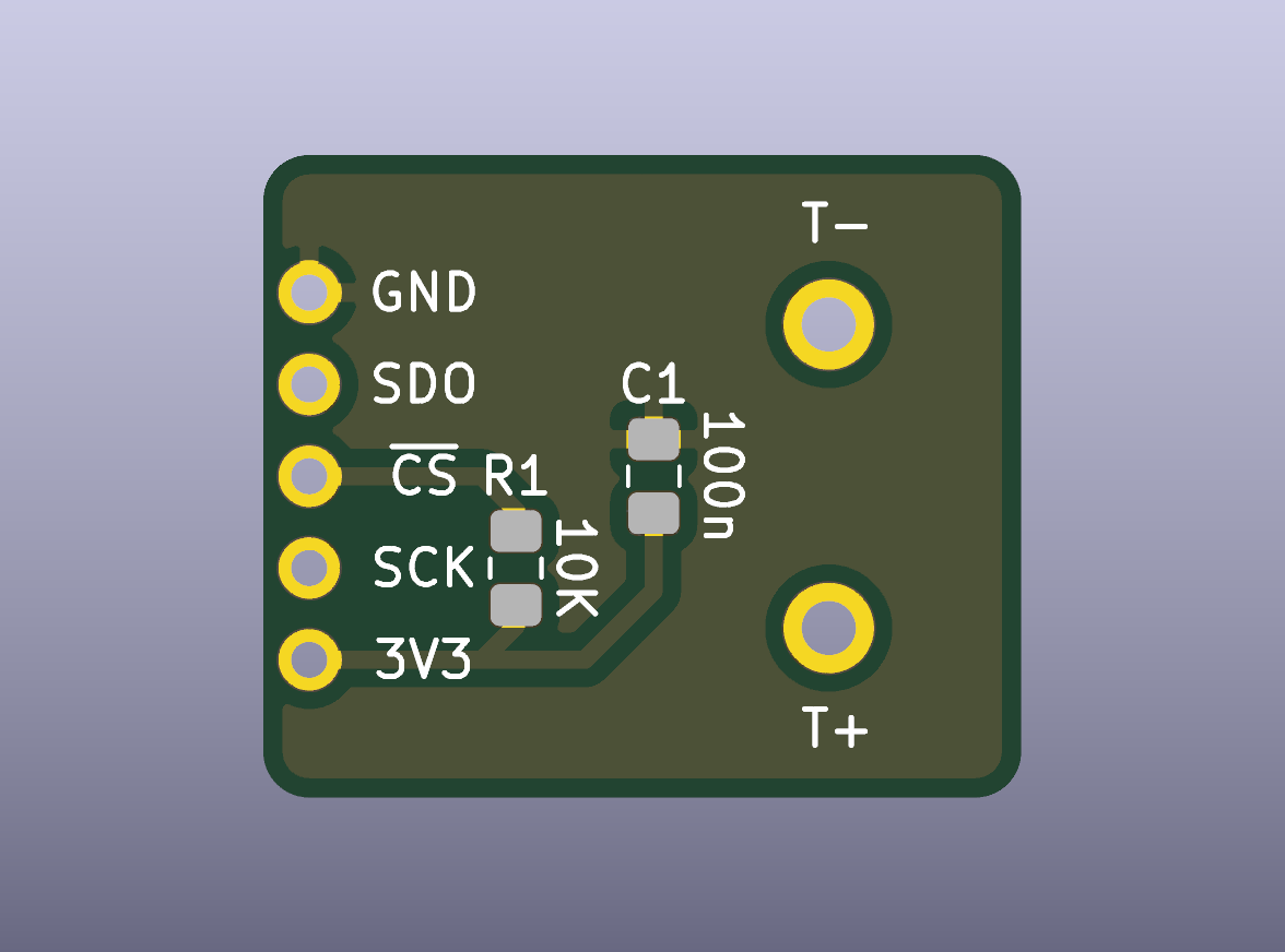 MAX31855 Thermocouple Breakout Bare PCB - bottom bare PCB view