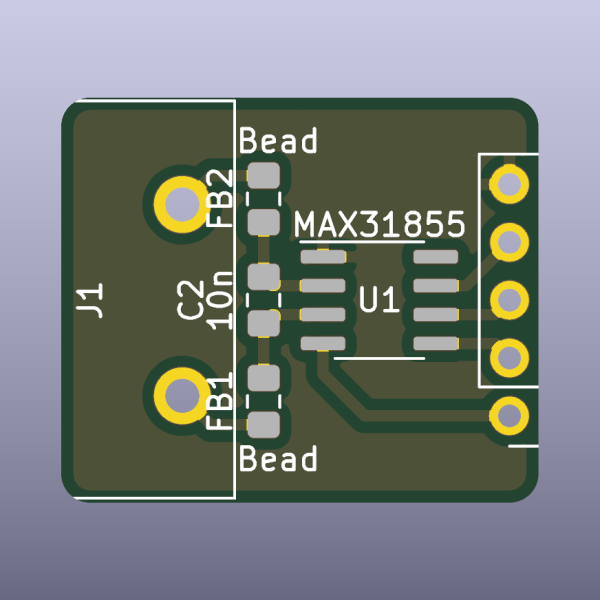 MAX31855 Thermocouple Breakout Bare PCB - top bare PCB view
