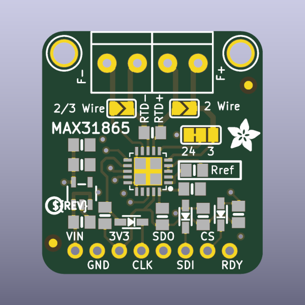 MAX31865 PT100 RTD Temperature Sensor Interface Bare PCB - top bare PCB view