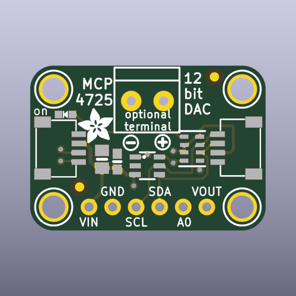 MCP4725 12-Bit I2C DAC STEMMA QT Bare PCB - top bare PCB view