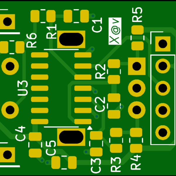 74HC14 Rotary Encoder Debounced V1.1 front bare PCB render — not assembled PCBA