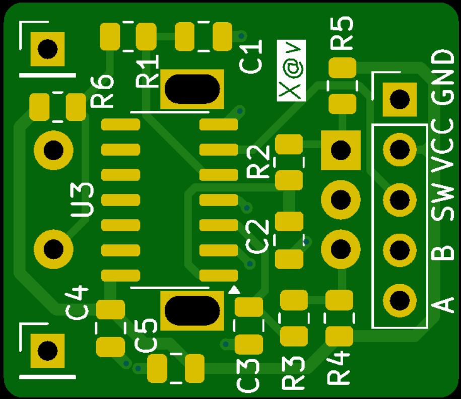 74HC14 Rotary Encoder Debounced V1.1 front bare PCB render — not assembled PCBA