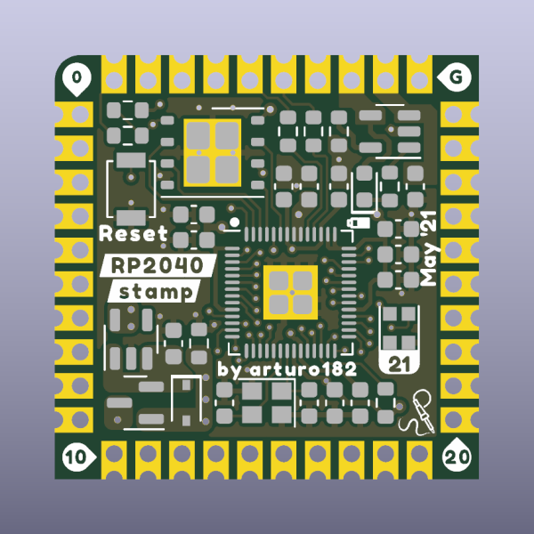 RP2040 Stamp Castellated Core Module Bare PCB - top bare PCB view
