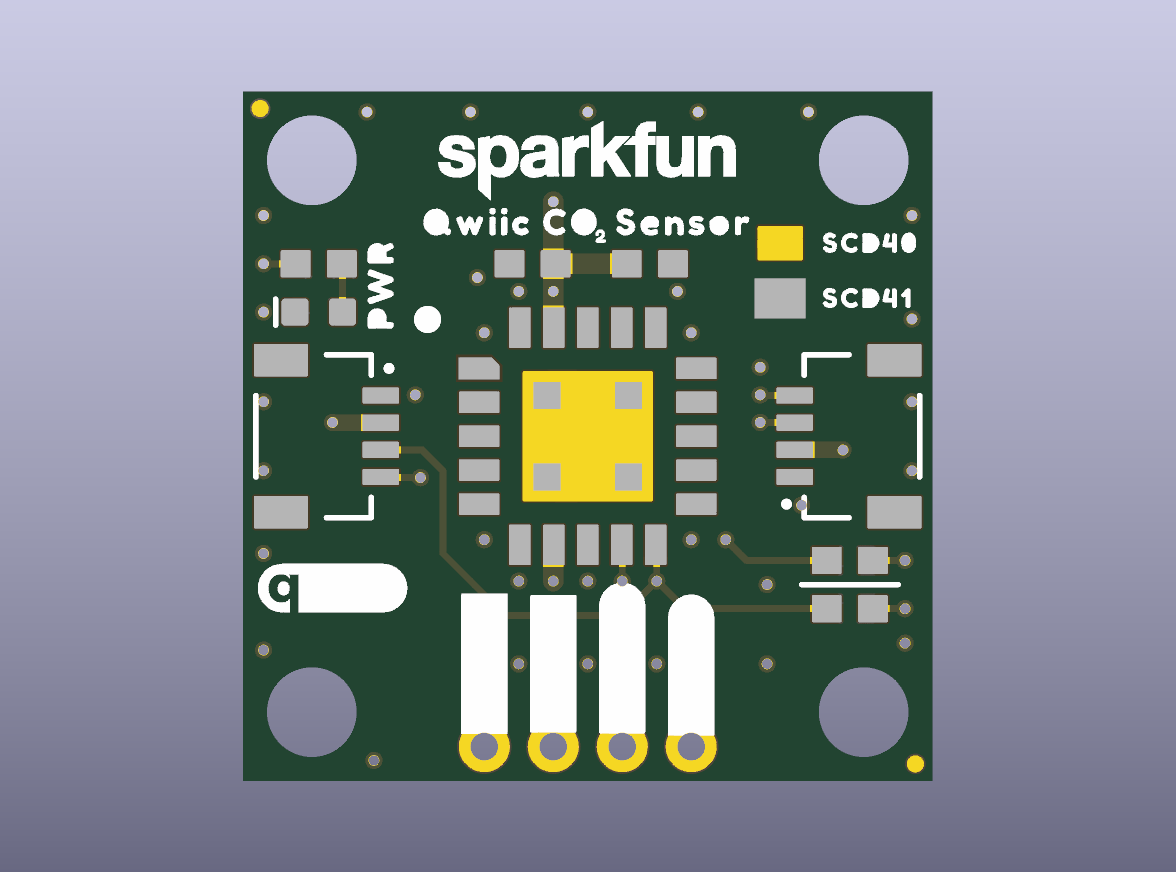 SCD41 CO2 Temperature Humidity Sensor Qwiic Bare PCB - top bare PCB view