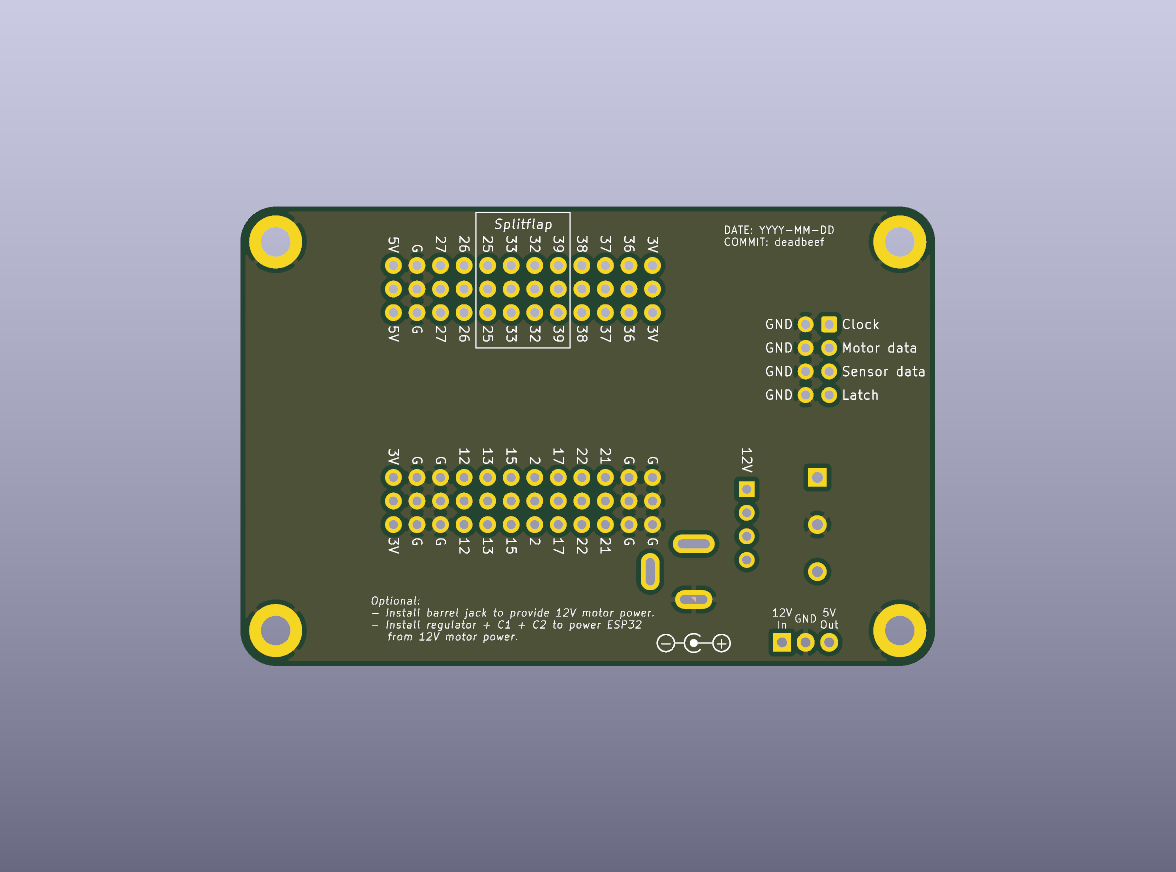 Split-Flap Chainlink T-Display Controller Carrier Bare PCB - bottom bare PCB view