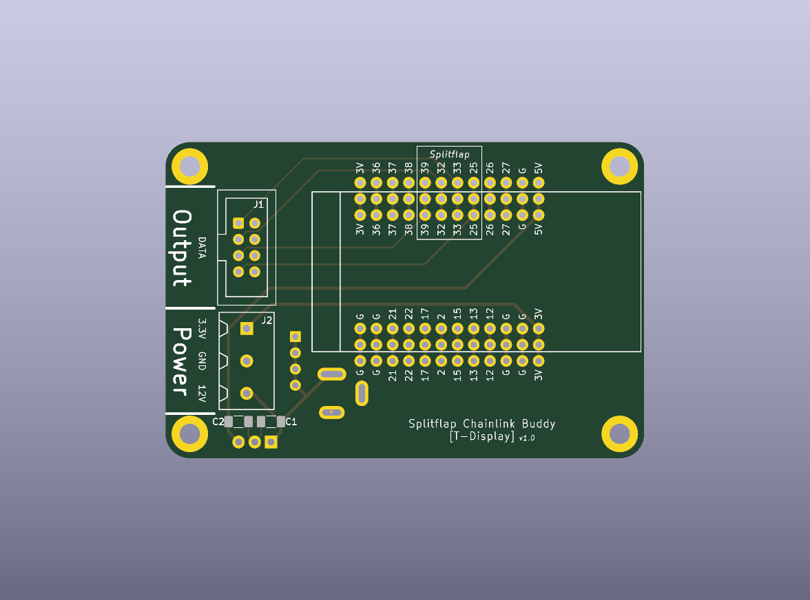 Split-Flap Chainlink T-Display Controller Carrier Bare PCB - top bare PCB view