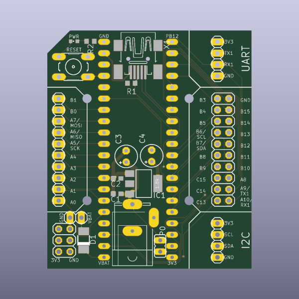 STM32 Blue Pill Expansion Bare PCB V0 - top bare PCB view