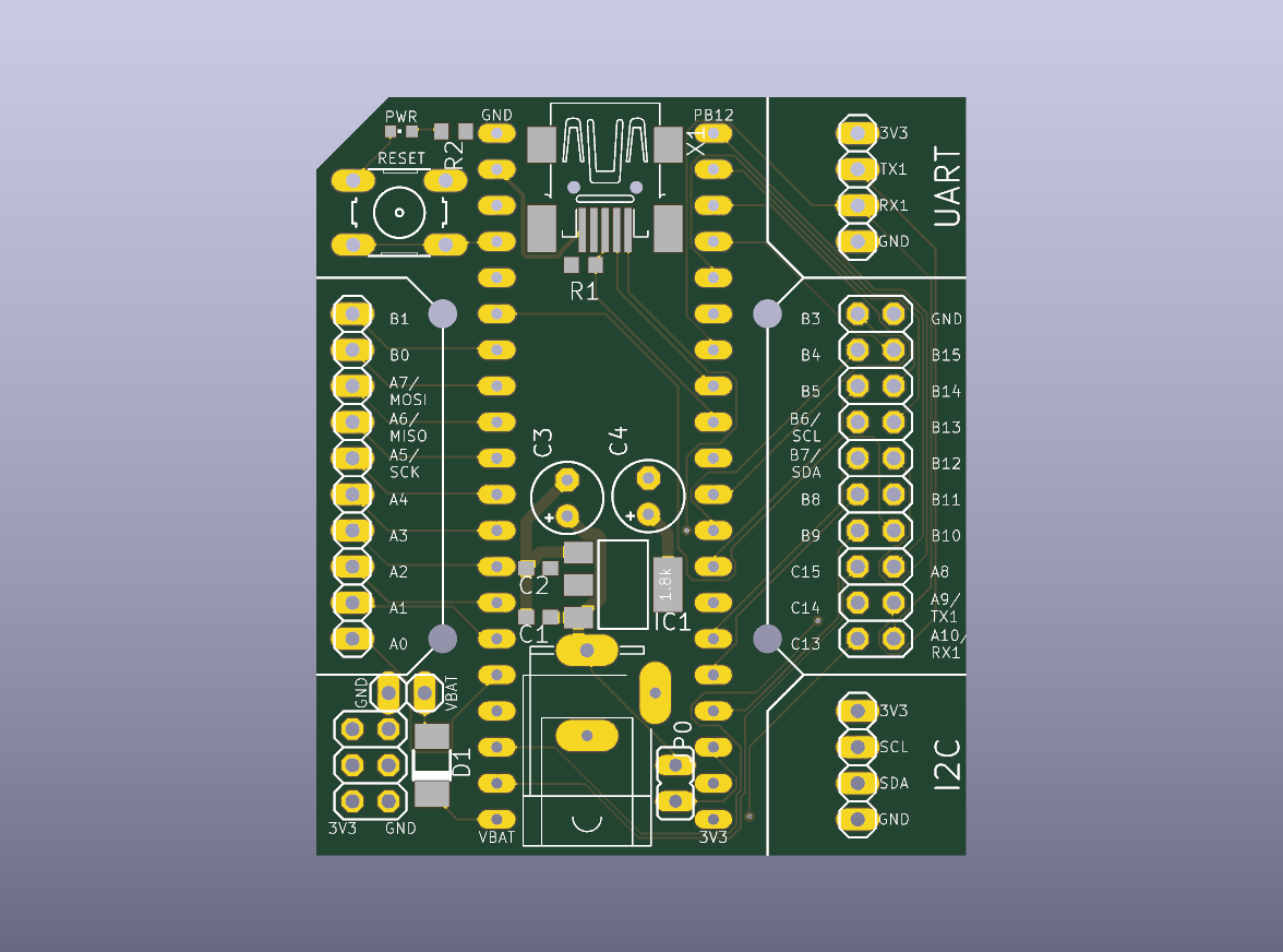 STM32 Blue Pill Expansion Bare PCB V0 - top bare PCB view