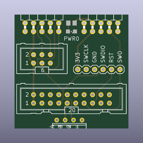 STM32 SWD Debug Adapter Rev B Bare PCB - top bare PCB view