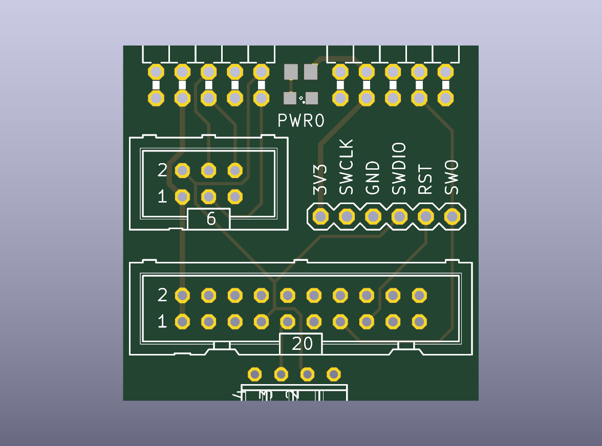 STM32 SWD Debug Adapter Rev B Bare PCB - top bare PCB view