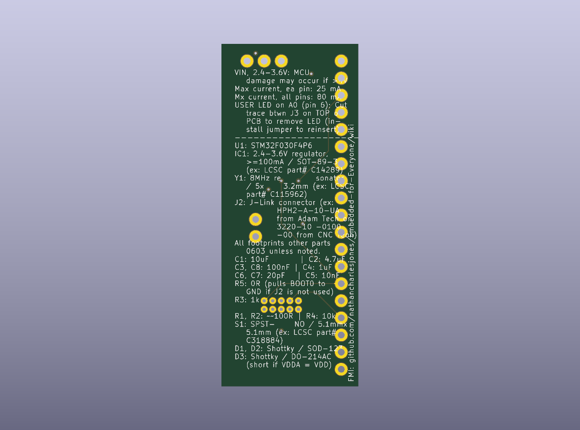 STM32F030F4P6 Microcontroller Breakout Bare PCB - bottom bare PCB view