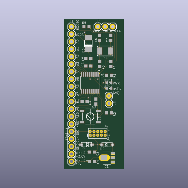 STM32F030F4P6 Microcontroller Breakout Bare PCB - top bare PCB view