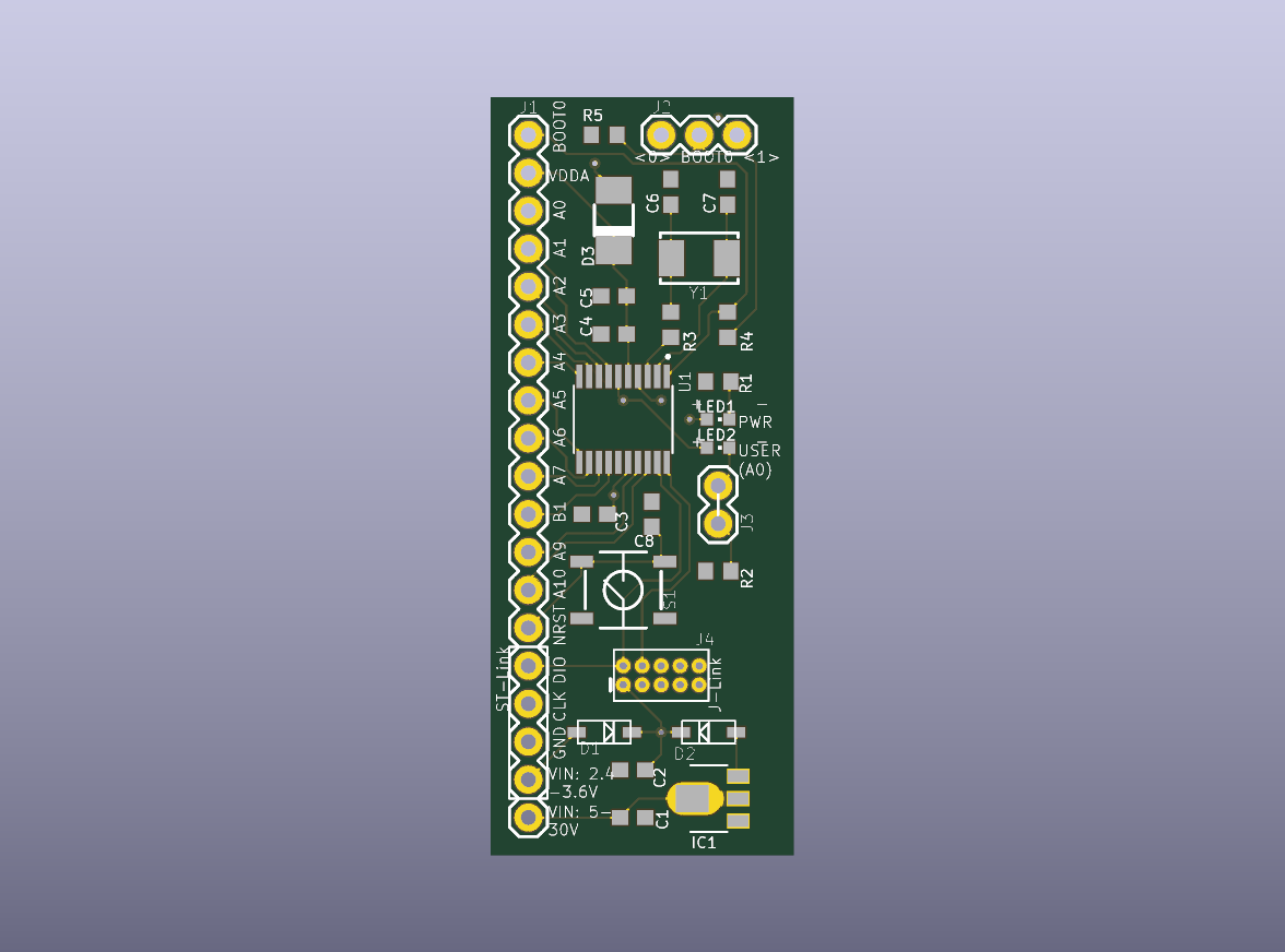 STM32F030F4P6 Microcontroller Breakout Bare PCB - top bare PCB view