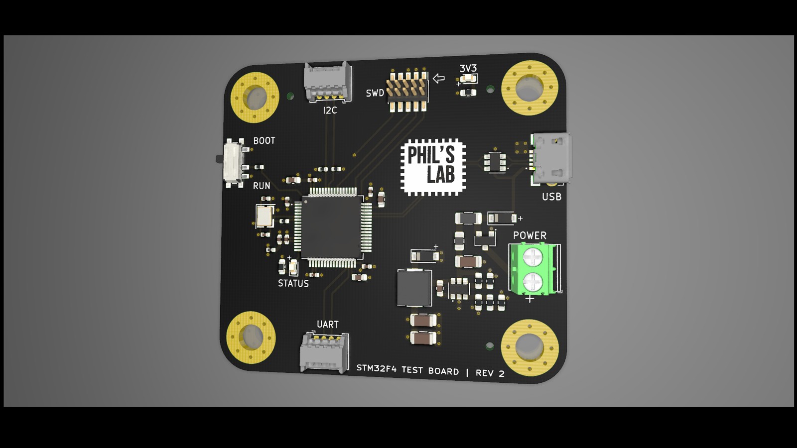 PCB desnudo para desarrollo USB STM32F405 Rev2 — referencia ascendente