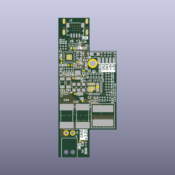 Adaptador de corriente USB-C PD de 12 V STUSB4500 - PCB desnudo - vista superior del PCB desnudo