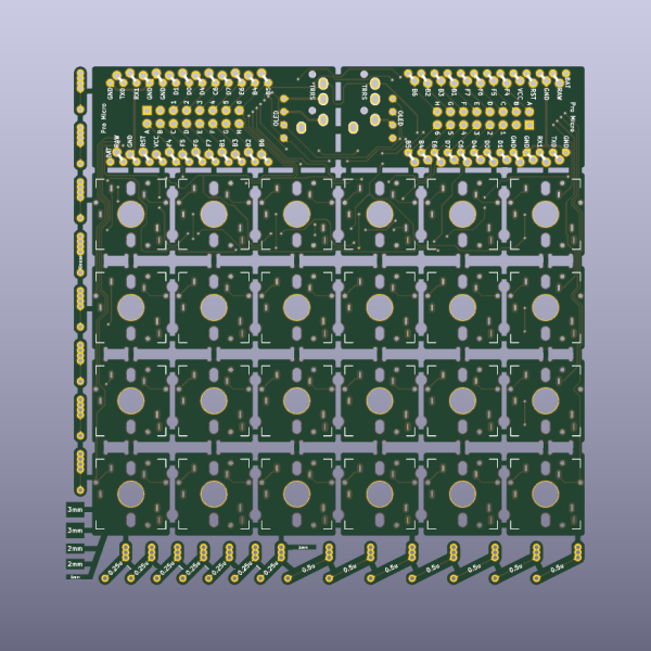 te96 Rev 5 Modular Keyboard Bare PCB Panel - top bare PCB view