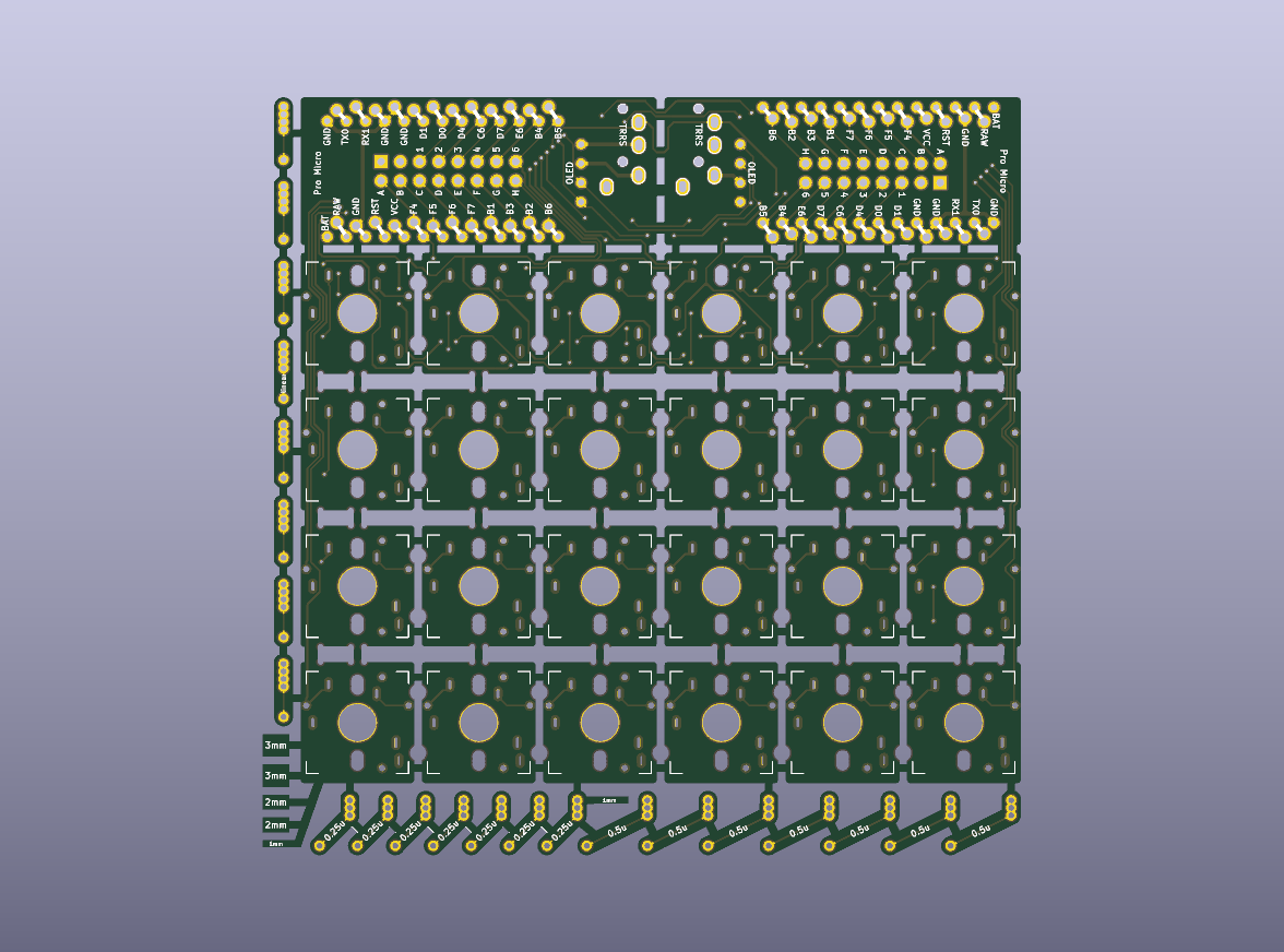 te96 Rev 5 Modular Keyboard Bare PCB Panel - top bare PCB view