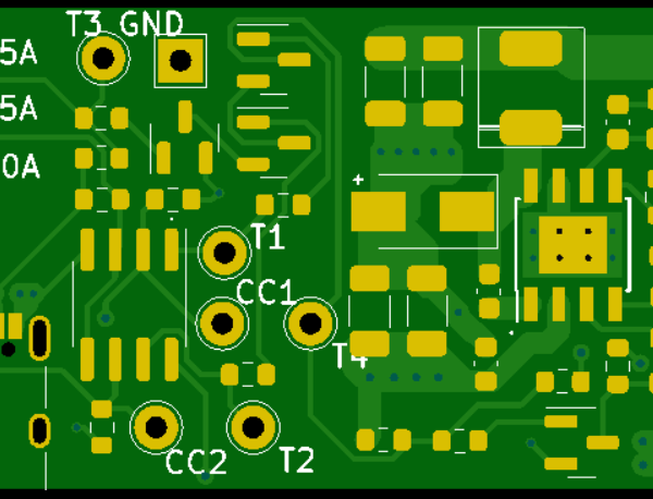 USB-C 3.3V Step-Down Converter front bare PCB render — not assembled PCBA