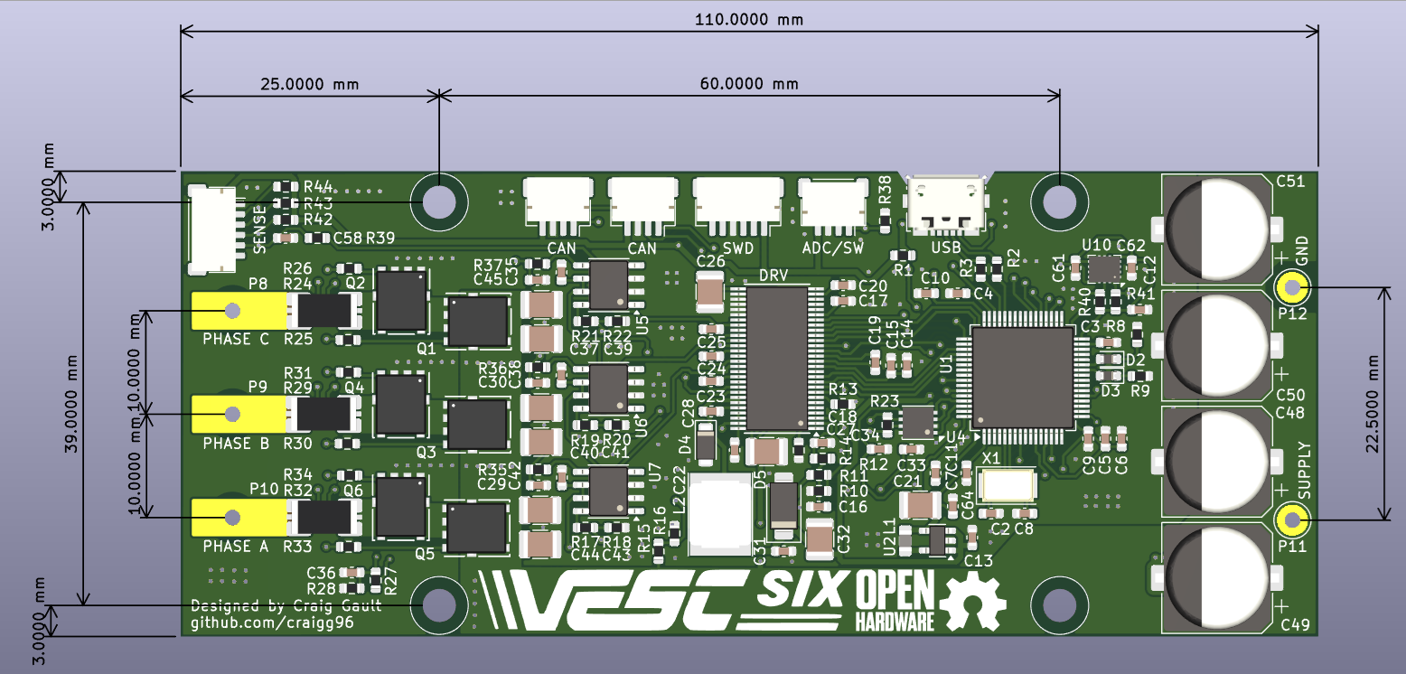 VESC6 Open Hardware — Board dimension drawing — reference