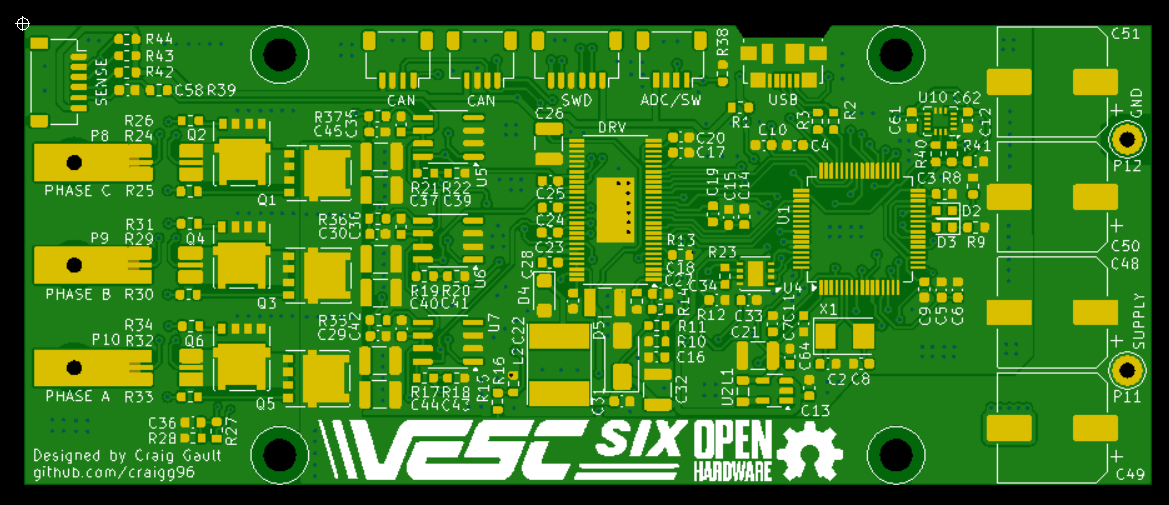 VESC6 Open Hardware — Bare PCB render — no components