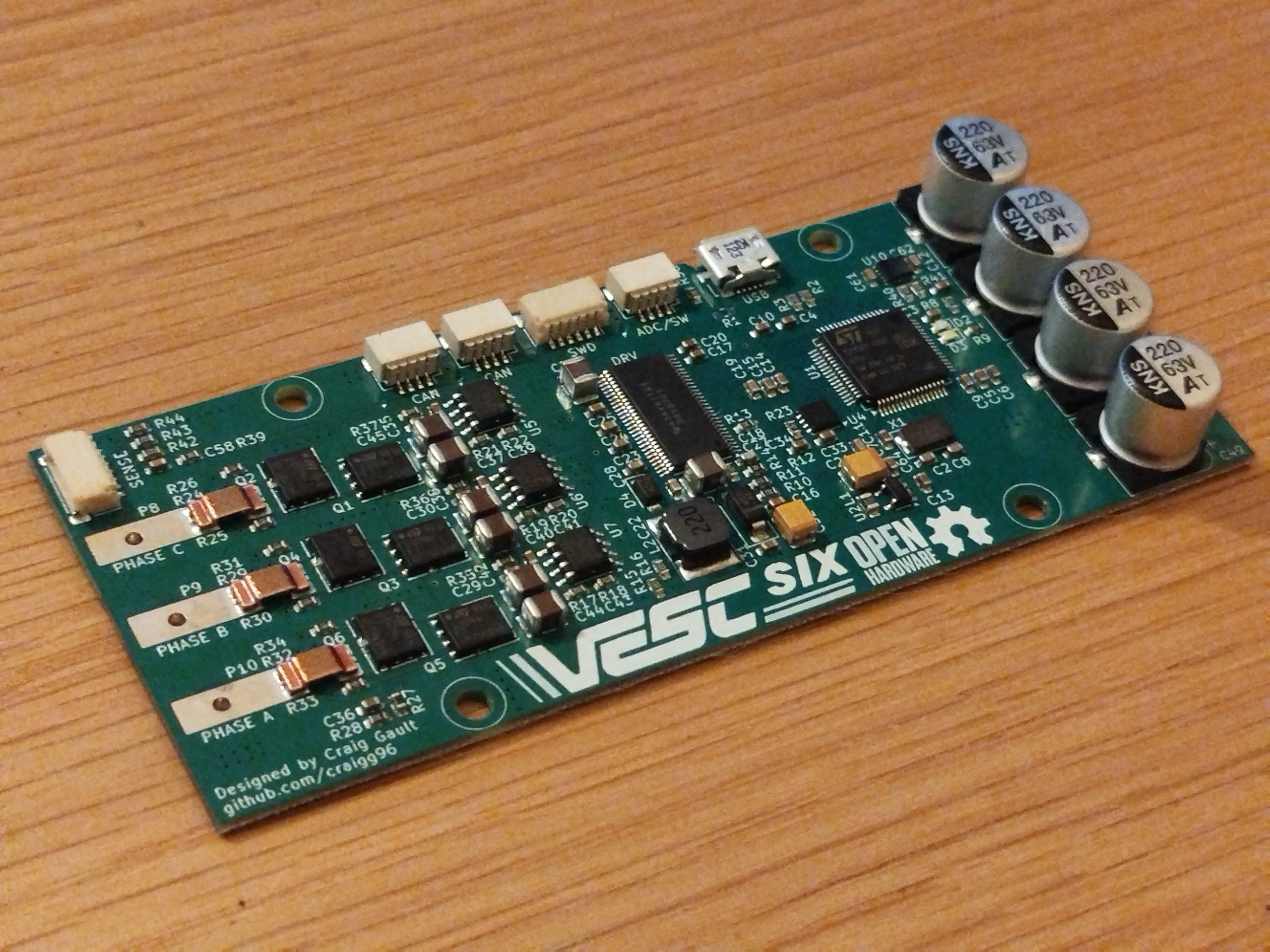 VESC6 Open Hardware — Assembled board reference photograph