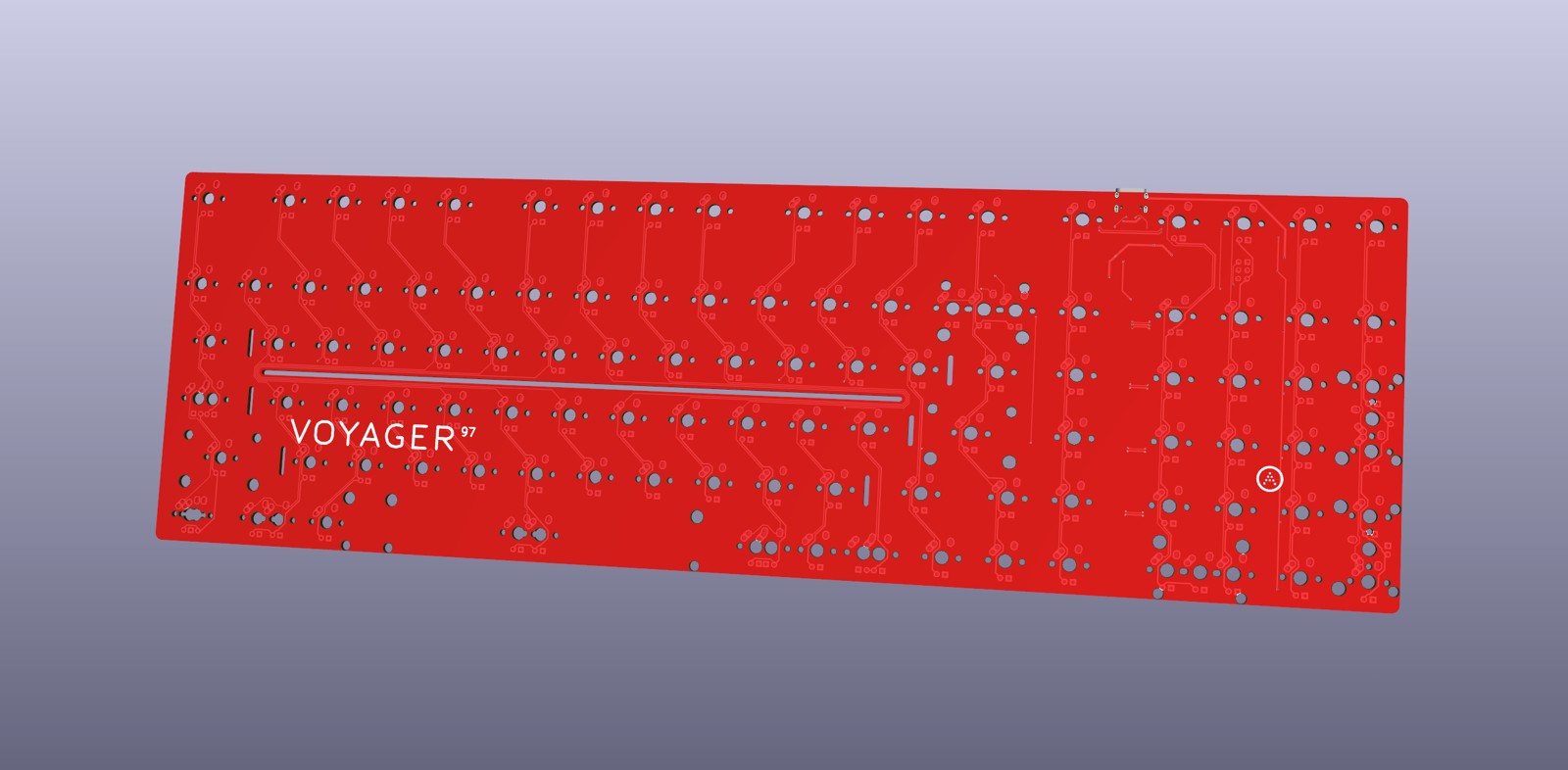 Placa de circuito impreso desnuda para teclado mecánico USB Voyager97 — referencia ascendente
