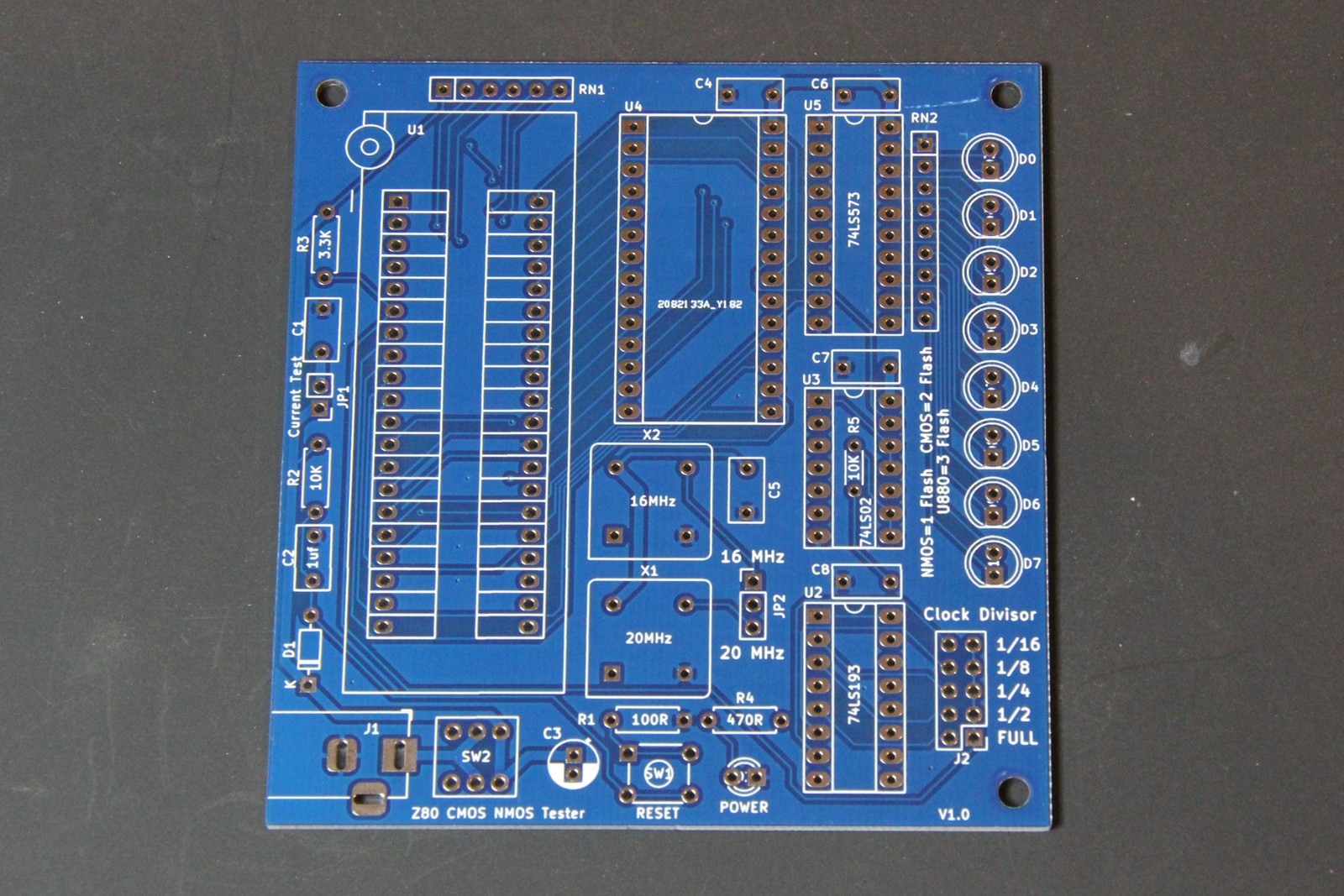 Z80 CMOS NMOS CPU-Tester Bare PCB V1.0 — Upstream-Referenz