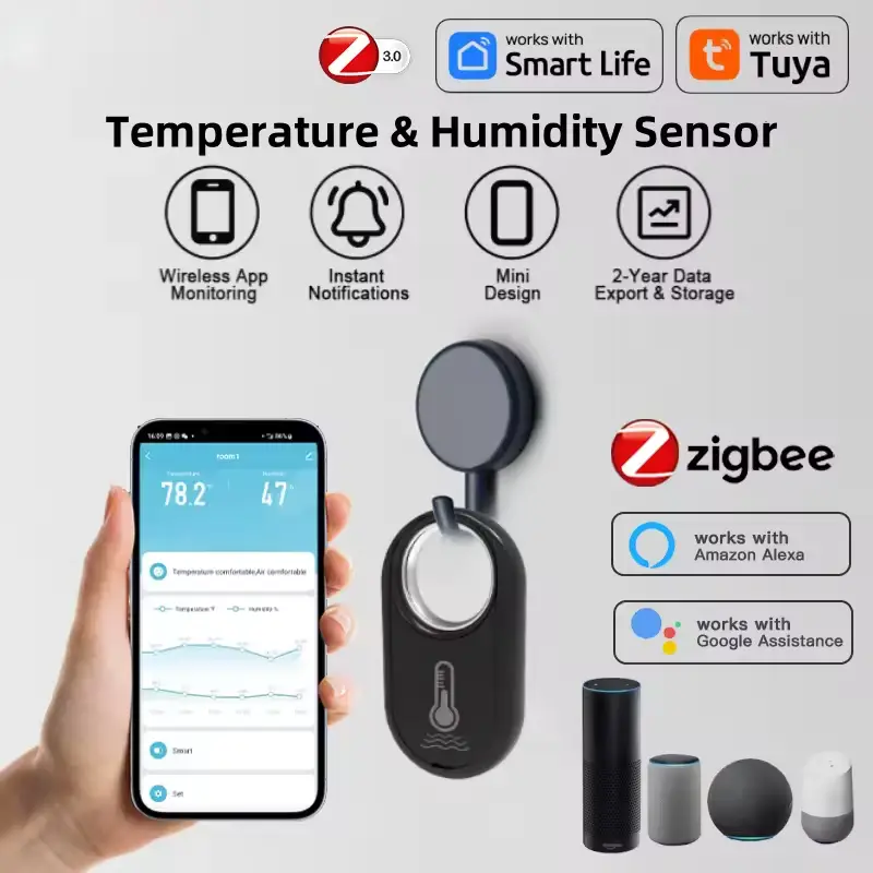 Sensor inteligente de temperatura y humedad Tuya Zigbee