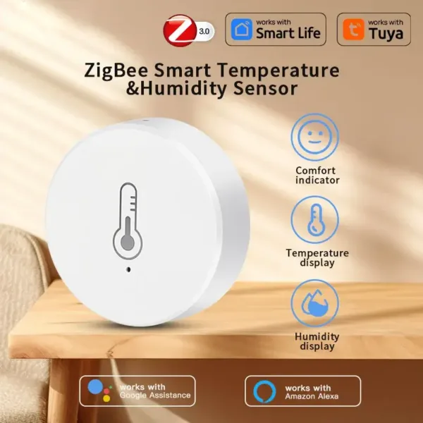 ZigBee Smart Temperature And Humidity Sensor Battery Powered Security Mini Thermometer Hygrometer With Tuya Smart Life App