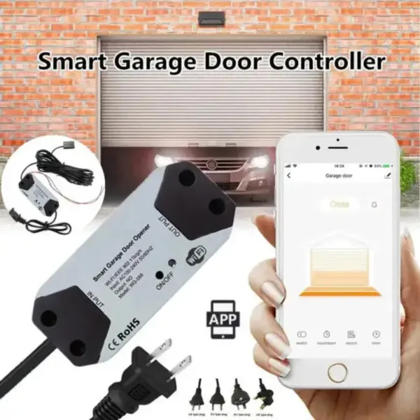 Intelligenter Garagentoröffner mit WLAN-Anschluss (US-/EU-Stecker), kompatibel mit Alexa Echo und Google Home Smart Life App.