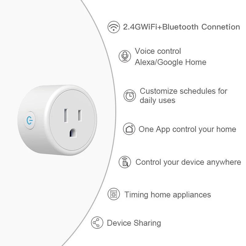 Wifi+Bluetooth Smart Plug USA Socket App Wireless Switch EWeLink Smart Home Appliance Scene Linkage Google Home Voice Control - Imagen 2