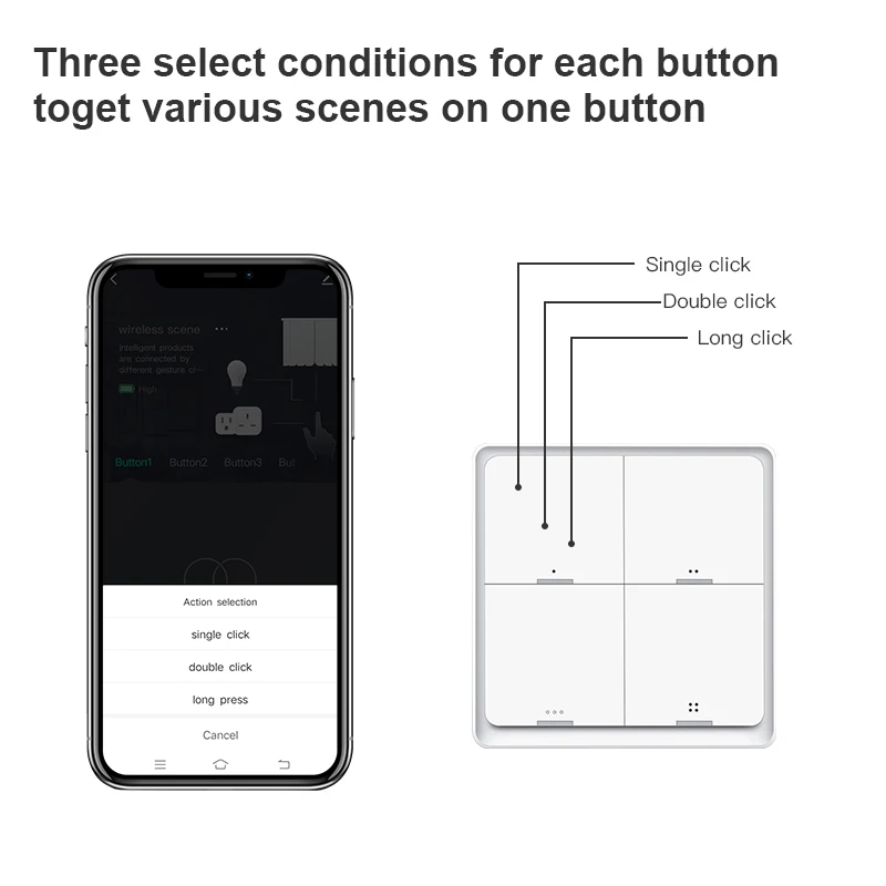 4 Gang ZigBee Wireless 12 Scene Switch Push Button Controller Battery Powered Automation Scenario for Tuya Devices – Bild 5