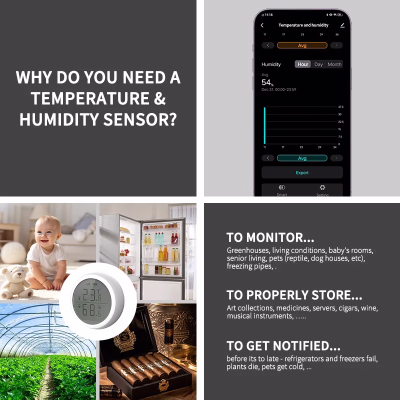 ZigBee Smart Temperature & Humidity Sensor with LCD Display | Alexa & Google Home Compatible | Indoor Room Thermometer Hygrometer - Imagen 6
