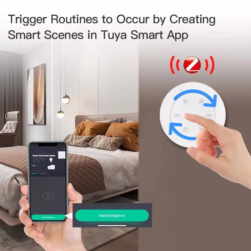 ZigBee Smart Knob Switch Wireless Smart Scene Switch Button Remote Knob Dimmer Automation Scenario APP Control Zigbee Bulb - Imagen 3