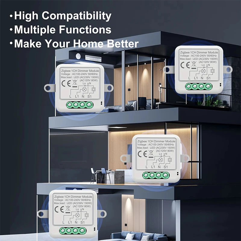 Zigbee Smart Dimmer Switch Module Supports 2 Way Control LED Lights Dimmable Switch Work with Alexa Google Home Need Hub - 画像 (5)