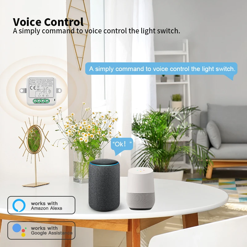 Zigbee Smart Dimmer Switch Module Supports 2 Way Control LED Lights Dimmable Switch Work with Alexa Google Home Need Hub - 画像 (3)