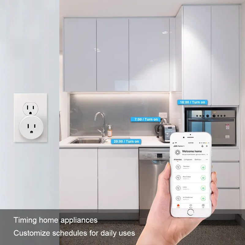 Wifi+Bluetooth Smart Plug USA Socket App Wireless Switch EWeLink Smart Home Appliance Scene Linkage Google Home Voice Control - Imagen 4