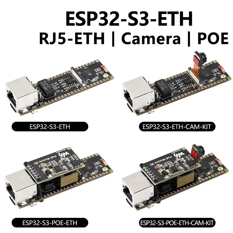 ESP32-S3 ETH Camera Development Board PoE RJ45 / OV2640 OV5640 Port / W5500 / Micro-SD Compatible With Raspberry Pi Pico Size
